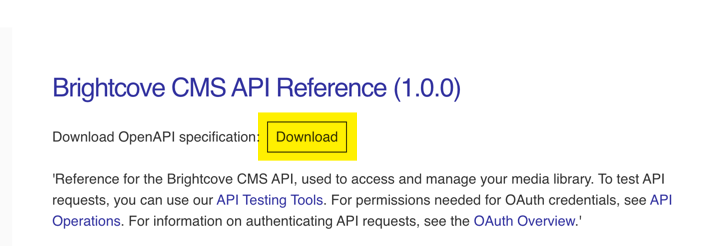Télécharger la spécification de l'API ouverte